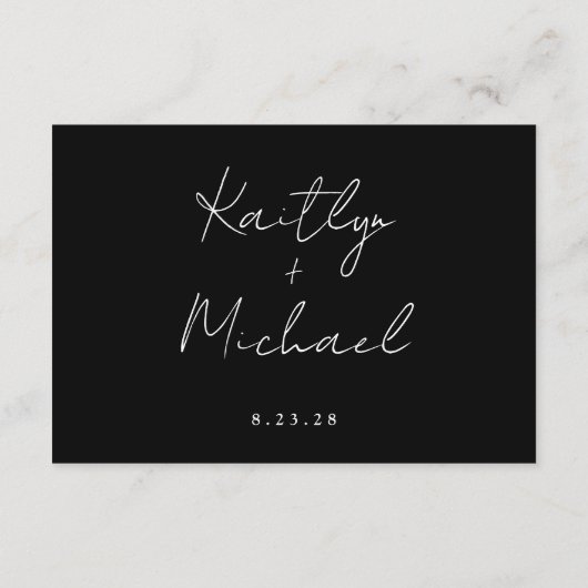 Eenvoudige bruiloft Modern handschrift Details QR- Informatiekaartje (Achterkant)