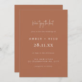 Eenvoudige bruiloft Modern minimaal script koper Kaart (Voorkant / Achterkant)