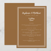 Eenvoudige bruiloft moderne chic rustieke bruine d menu (Voorkant / Achterkant)