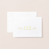 Eenvoudige bruiloft Monogram Botanische Leaf Goud  Folie Kaarten (Voorkant met envelop)