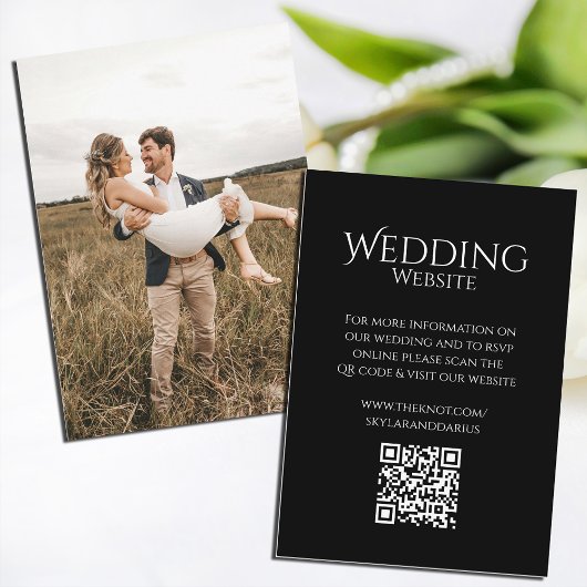 Eenvoudige bruiloft Monogram Klassieke Minimale QR Informatiekaartje