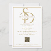 Eenvoudige bruiloft Monogram Klassieke Minimale QR Kaart (Voorkant)