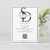 Eenvoudige bruiloft Monogram Klassieke Minimale QR Kaart (Staand voorkant)