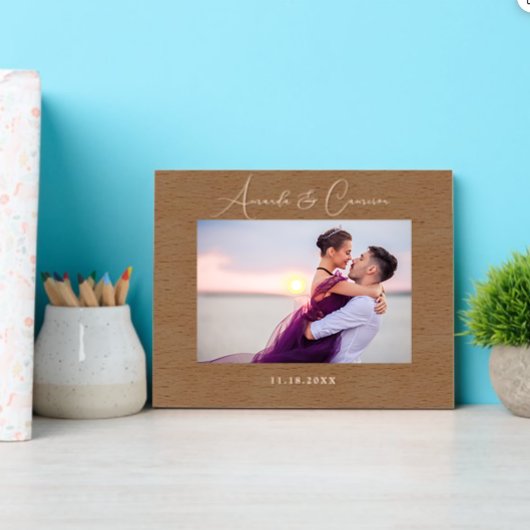 Eenvoudige bruiloft Monogram Laser geëtst Afbeeldi Gegraveerde Lijstjes