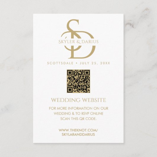 Eenvoudige bruiloft Monogram Upload Foto QR Code R Informatiekaartje (Voorkant)