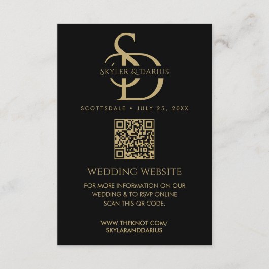 Eenvoudige bruiloft Monogram Upload Foto QR Code R Informatiekaartje (Voorkant)