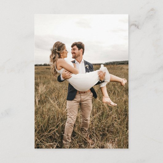 Eenvoudige bruiloft Monogram Upload Foto QR Code R Informatiekaartje (Achterkant)