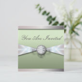 Eenvoudige bruiloft Munt en witte bruiloft Kaart (Staand voorkant)