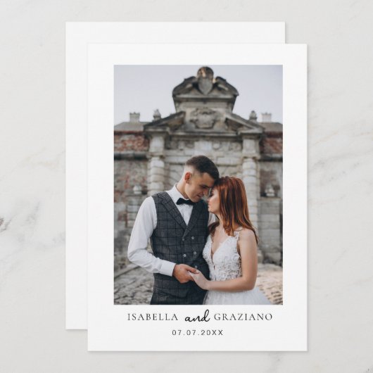 Eenvoudige bruiloft Nodig Moderne Minimalist uit Feestdagenkaart (Voorkant / Achterkant)