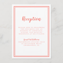 Eenvoudige bruiloft Ontvang koraalwit Informatiekaartje