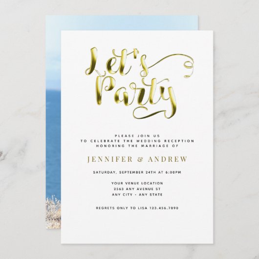 Eenvoudige bruiloft ontvangst uitnodigingen (Voorkant / Achterkant)