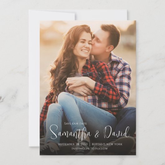 Eenvoudige bruiloft Opslaan van de datum Foto Temp Save The Date (Voorkant)