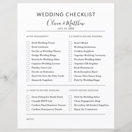 Eenvoudige bruiloft planner checklist gepersonalis (Voorkant)