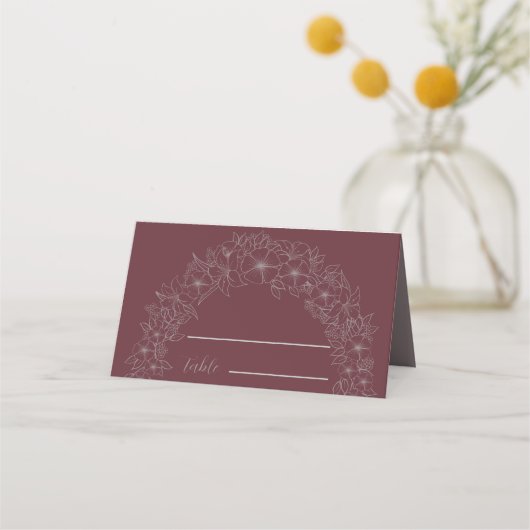 Eenvoudige Bruiloft Poort Rood Bloemen Plaatskaartje (Voorkant)