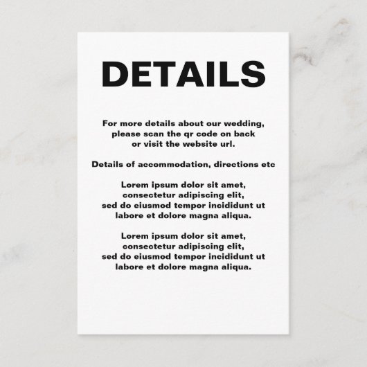 Eenvoudige bruiloft QR-code Informatiekaartje (Voorkant)