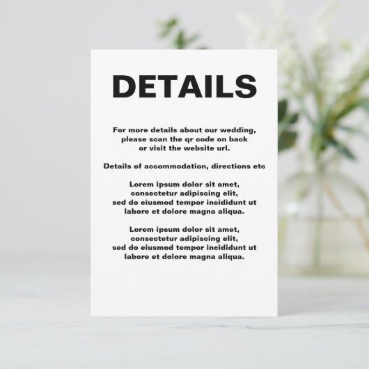 Eenvoudige bruiloft QR-code Informatiekaartje (Staand voorkant)