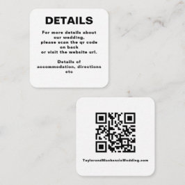 Eenvoudige bruiloft QR-code Informatiekaartje