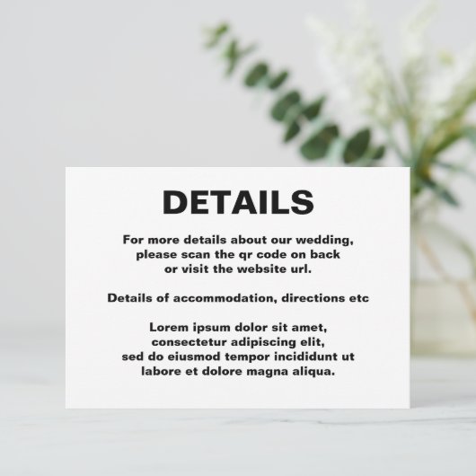 Eenvoudige bruiloft QR-code Informatiekaartje (Staand voorkant)