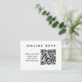 Eenvoudige bruiloft QR-code online RSVP Informatiekaartje (Staand voorkant)