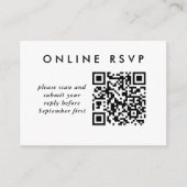 Eenvoudige bruiloft QR-code online RSVP Informatiekaartje (Voorkant)