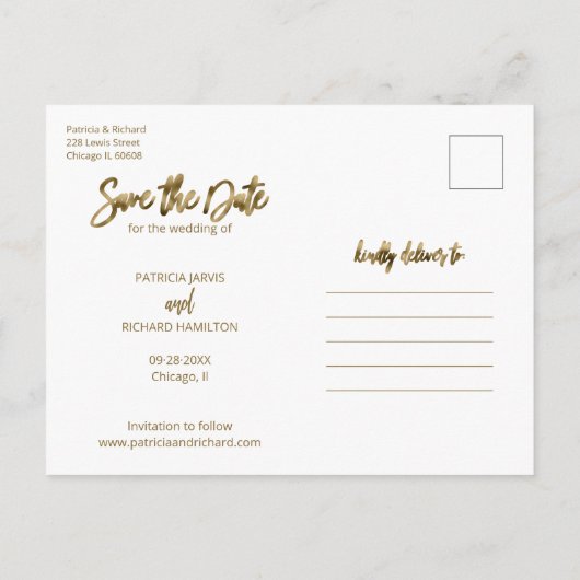 Eenvoudige bruiloft Save the Date 3 Photo Collage Briefkaart (Achterkant)