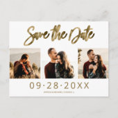 Eenvoudige bruiloft Save the Date 3 Photo Collage Briefkaart (Voorkant)