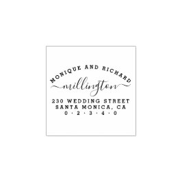 Eenvoudige bruiloft | Script Achternaam Retouradre Rubberstempel