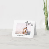 Eenvoudige bruiloft Script Foto Hart Elegant Moder Bedankkaart (Voorkant)