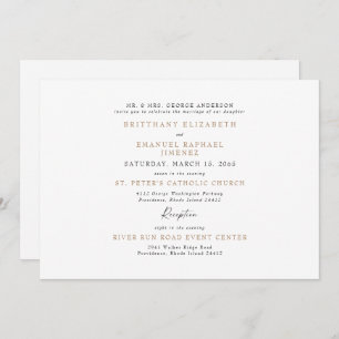 Eenvoudige bruiloft tussen blanke en goudbruidpare kaart