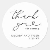 Eenvoudige bruiloft typografie Dank u Ronde Sticker (Voorkant)