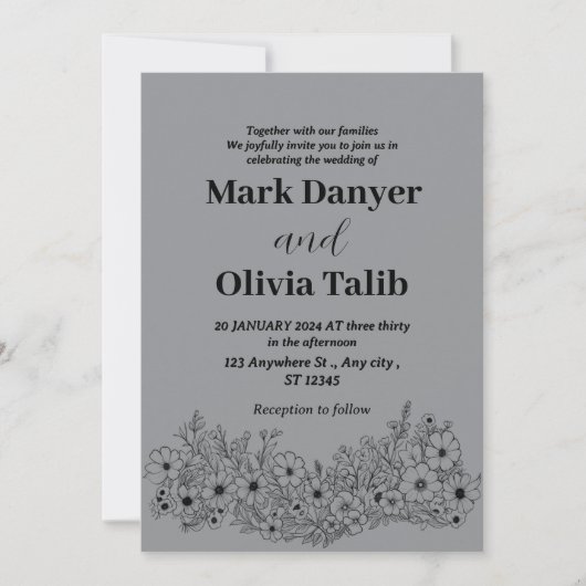 Eenvoudige bruiloft uitnodiging (Voorkant)