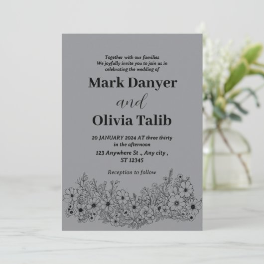 Eenvoudige bruiloft uitnodiging (Staand voorkant)