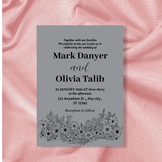 Eenvoudige bruiloft uitnodiging