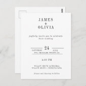 Eenvoudige bruiloft uitnodiging Briefkaart Sjabloo (Voorkant / Achterkant)