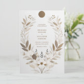 eenvoudige bruiloft uitnodigingen kaart met bloeme (Staand voorkant)
