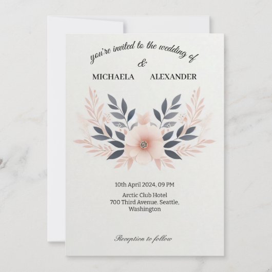 Eenvoudige bruiloft Uitnodigingskaart Kaart (Voorkant)