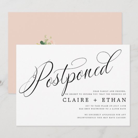 Eenvoudige bruiloft uitstel invoegen kaart (Voorkant / Achterkant)