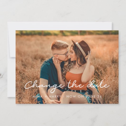 Eenvoudige bruiloft Verander de datum Aankondiging (Voorkant)
