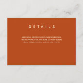 Eenvoudige bruiloft verbrand Sinaasappel Typografi Informatiekaartje (Voorkant)