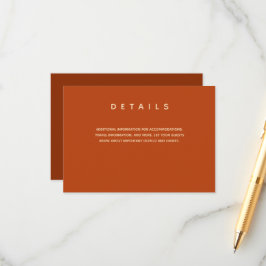 Eenvoudige bruiloft verbrand Sinaasappel Typografi Informatiekaartje