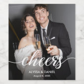 Eenvoudige bruiloft Verloving Foto Cheers Custom Wijn Etiket (Enkel label)
