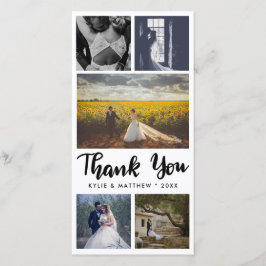Eenvoudige bruiloft Vijf foto's Dank je Bedankkaart