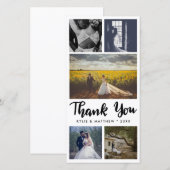 Eenvoudige bruiloft Vijf foto's Dank je Bedankkaart (Voorkant / Achterkant)
