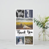 Eenvoudige bruiloft Vijf foto's Dank je Bedankkaart (Staand voorkant)