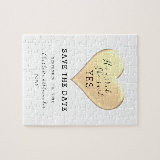 Eenvoudige bruiloft waarop de datum wordt opgeslag legpuzzel (Horizontaal)