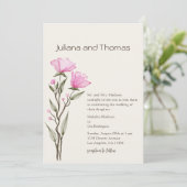 Eenvoudige bruiloft waterverf bloemenuitnodiging kaart (Staand voorkant)