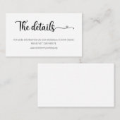 Eenvoudige bruiloft — Website met verblijfskaart Informatiekaartje (Voorkant / Achterkant)