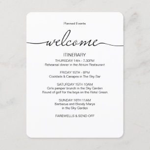 Eenvoudige bruiloft Weekend Reisschema Favor Bag W Informatiekaartje