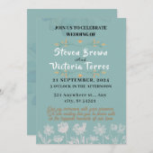 Eenvoudige bruiloft, witte bloemen, waterverf kaart (Voorkant / Achterkant)