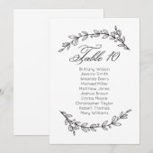 Eenvoudige bruiloft zitkaart bloemenlijst. Tabel p Kaart (Voorkant / Achterkant)